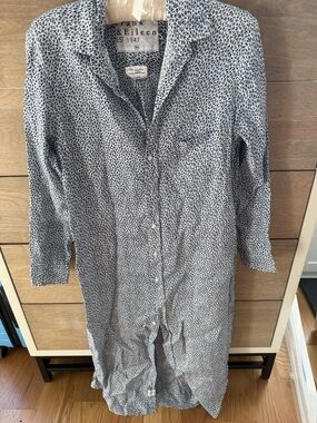 Frank & Eileen Navy and White Printed Button-Down Shirt Dress, XS